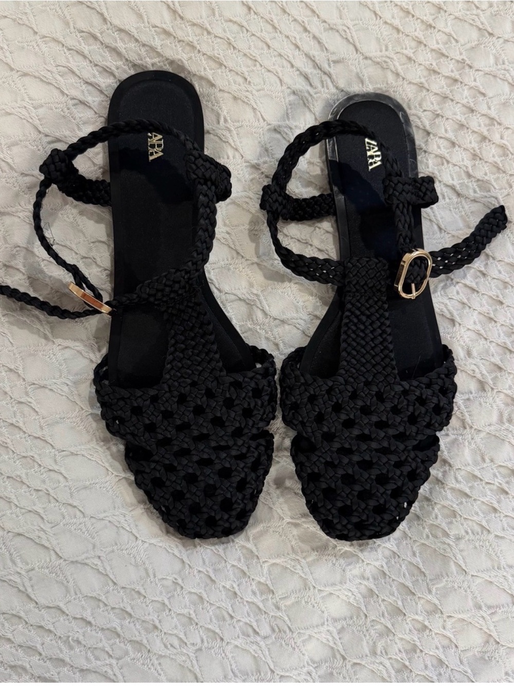 ZARA Black Braided Flat Sandals - Women's BNWOT